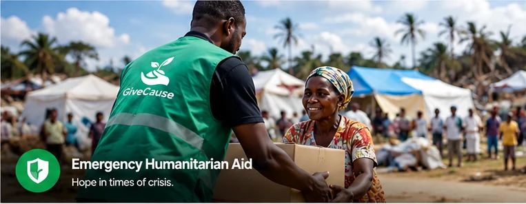Humanitarian aid reaching a community in need