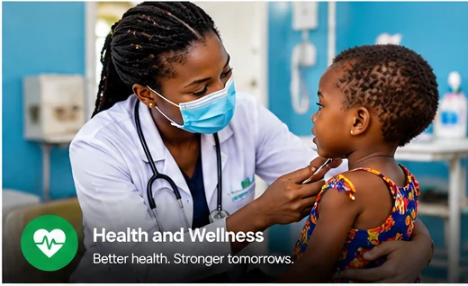 A healthcare worker caring for a child